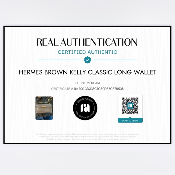 HERMES Brown Kelly Classic Long Wallet Chevre Leather Wallet on Chain w/ auth - Picture 14 of 14